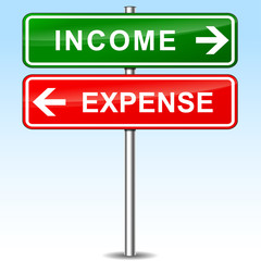 income and expense directions sign