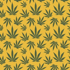 Naklejka na ściany i meble vector seamless pattern of cannabis leaf