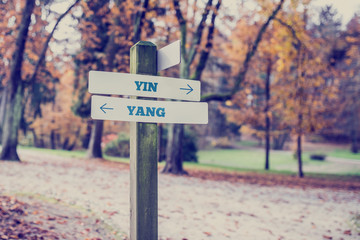 Opposite directions towards Yin and Yang - obrazy, fototapety, plakaty