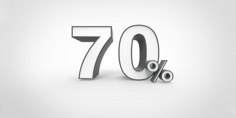3D rendering of a white and black 70 percent letters