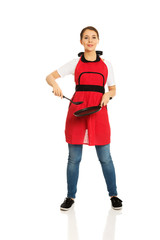 Woman wearing apron