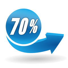 70 pourcents sur bouton web bleu