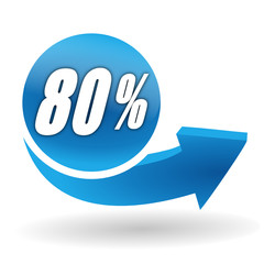 80 pourcents sur bouton web bleu