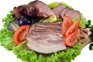 Ham and Prosciutto with lettuce and vegetables