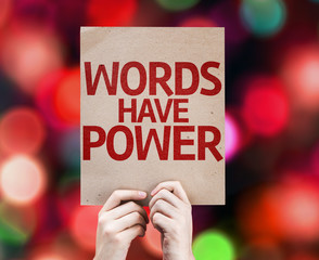 Words Have Power card with colorful background