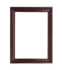 wooden picture black frame isolated on white background