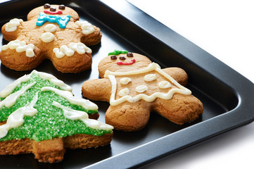 Gingerbread cookies on the pan
