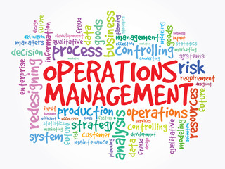 Word cloud of Operations Management related items, vector