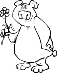 bear with flower coloring page