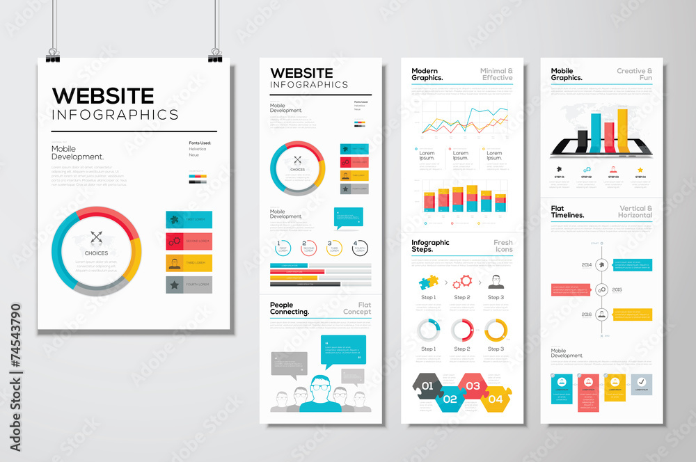 Aufkleber Flat web design & website infographics business vector elements