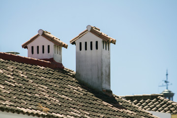 traditional spanish chimneys from Aracena, Spain.