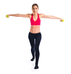 Sport woman doing weightlifting