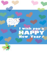 2015年未年の羊のイラスト年賀状テンプレート