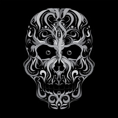 Scull, abstract vector illustration isolated on black background