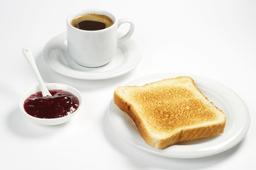Toast bread with jam and coffee