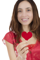 Valentines day woman with a red heart