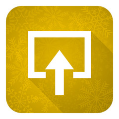 enter flat icon, gold christmas button