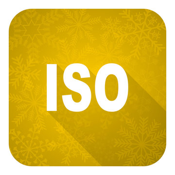 iso flat icon, gold christmas button