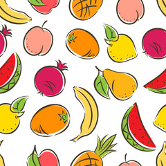 seamless colored stylized fruit