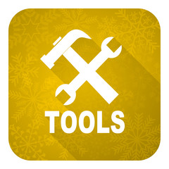 Fototapeta premium tools flat icon, gold christmas button