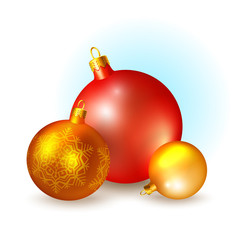 Christmas icon with the red and yellow balls