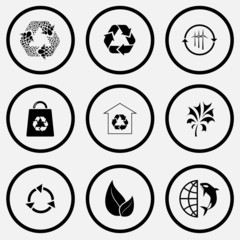 recycle symbol, wind turbine, bag, protection of nature, abstrac