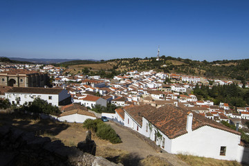 Fototapeta na wymiar View of the beautiful village of Aracena, Spain.