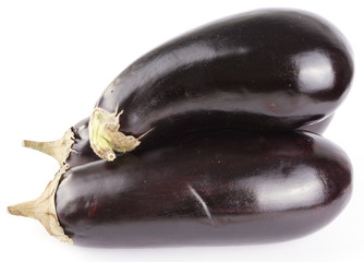 3 eggplants isolated
