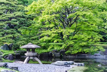 Foto op Plexiglas japanese traditional stone lantern in a park in tokyo © stefanocar_75