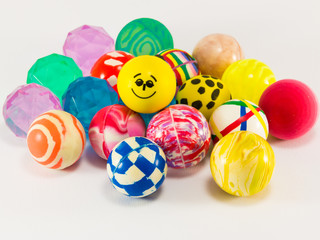 Fototapeta na wymiar group of colorful bouncing balls toy