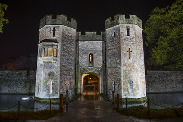 Bishop's Palace Gatehouse at Night