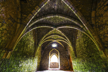 Ancient medieval room with arches