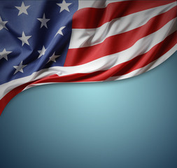 American flag on blue background