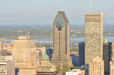 Montreal city skyline in financial district, Montreal, Quebec