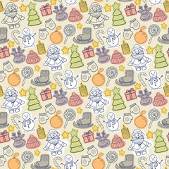 Happy New Year and Merry Christmas pattern