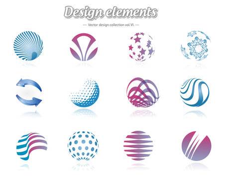 Color design elements set, isolated, vector illustration