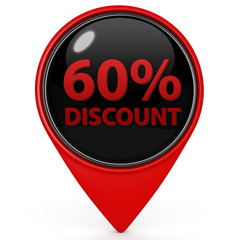 Discount sixty percent pointer icon on white background