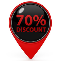 Discount seventy percent pointer icon on white background