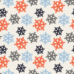 Seamless pattern with colorful snowflakes