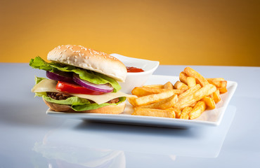 hamburger on plate