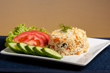 rice on white plate