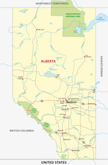 alberta road and national park map