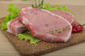 Raw pork steak