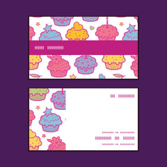 Vector colorful cupcake party horizontal stripe frame pattern