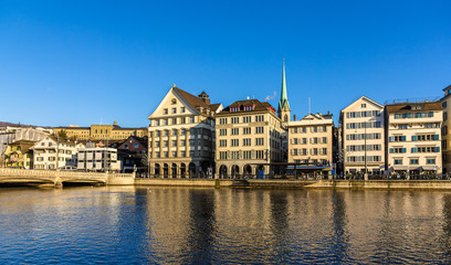 Buildings at the embankment of Zurich - Switzerland