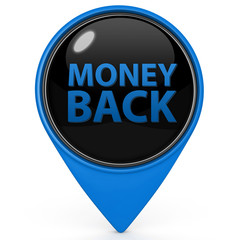 Money back pointer icon on white background