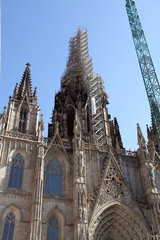 Cathedral under reconstruction Barcelona Catalonia Spain