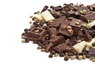 Chocolate assortment with coffee beans