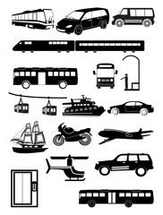 public transportation icons set