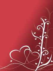 red white two heart valentines design background illustration